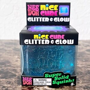 Schylling Blue NeeDoh Nice Cube Glitter & Glow Super Solid Squish Fidget Toy